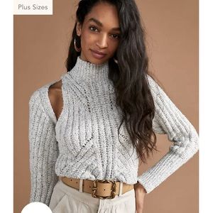 Anthropologie 2-Piece Ribbed Sweater Shrug Set